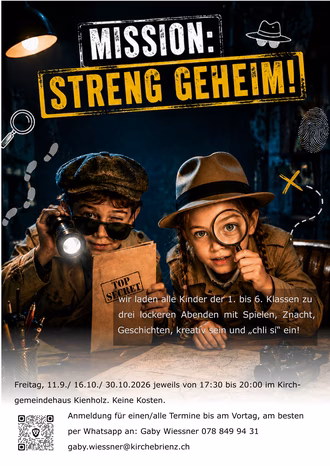 Flyer Mission Streng geheim Kinderprogramm Brienz